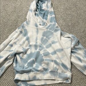 Z Supply Blue and White Tie-Dye Hoodie